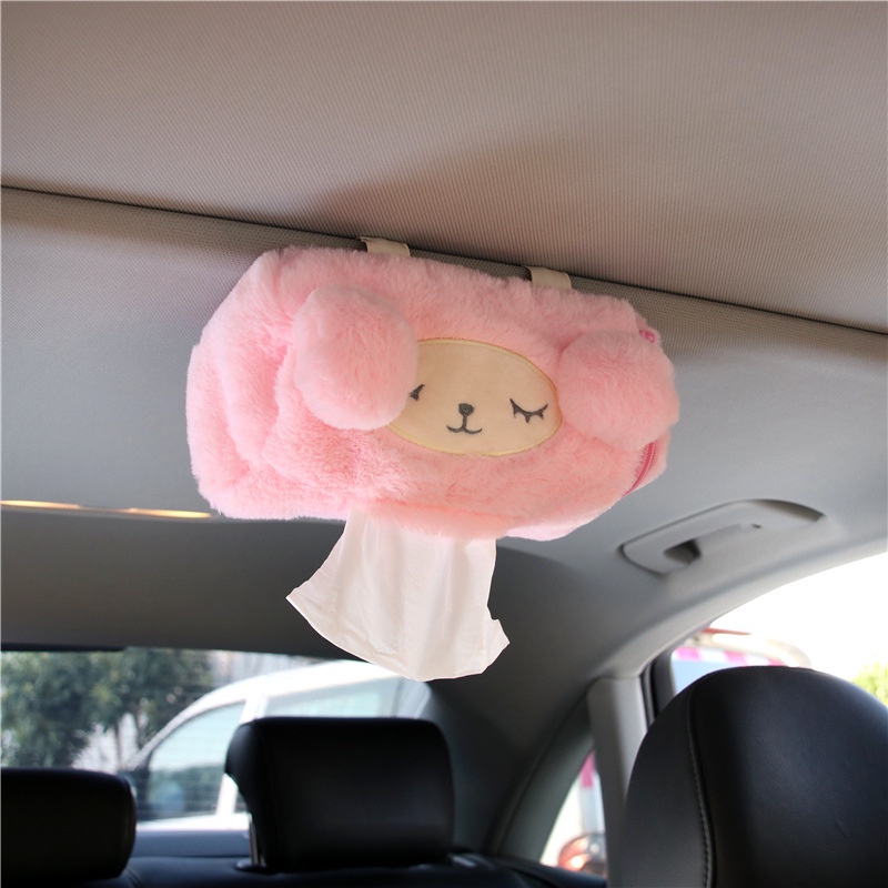 Car creative sunshade suction box, Penutup Tisu Kartun Gantung Mobil