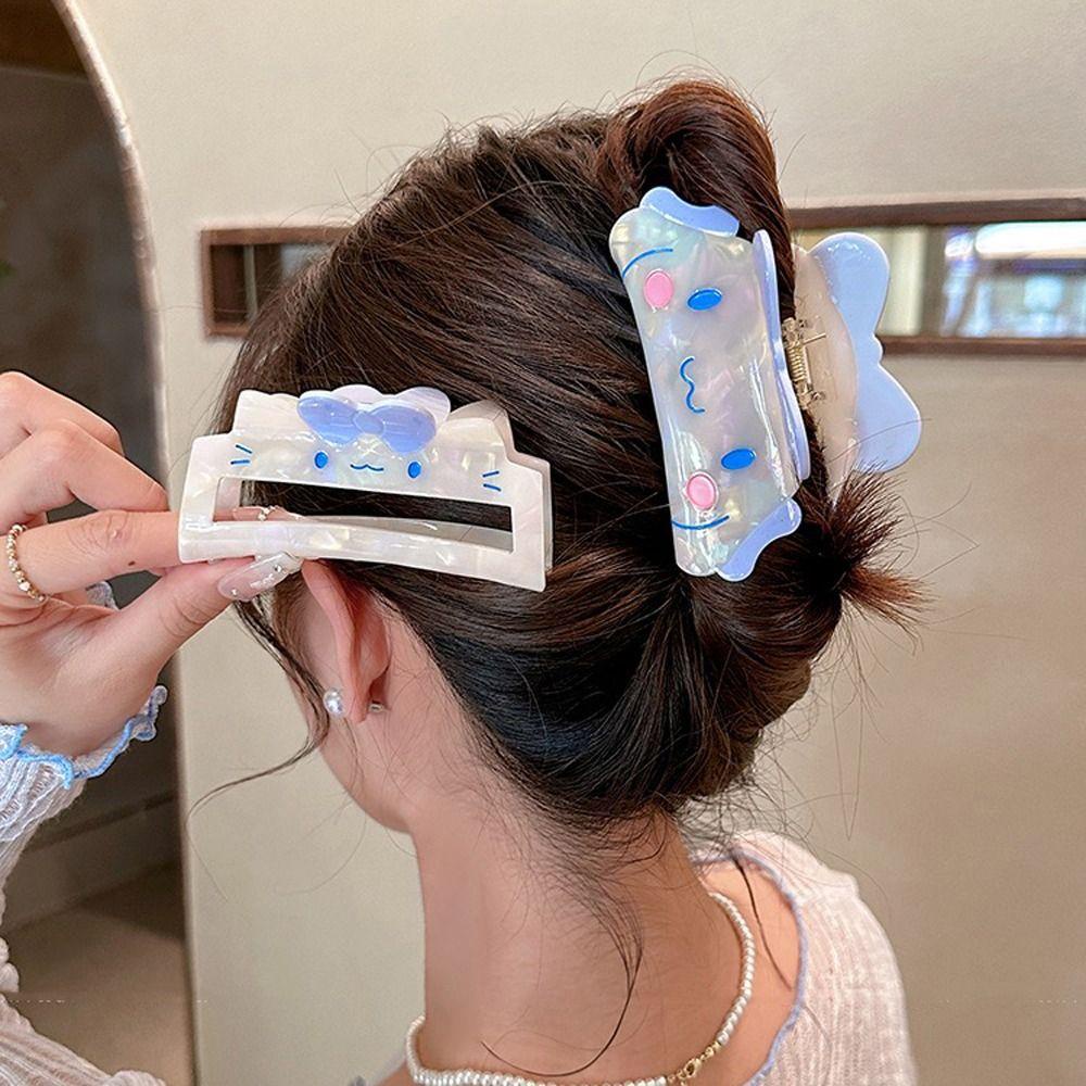 AUGUSTINA Asetat Rambut Anjing Cakar Pesta Lucu Hiasan Kepala Hewan Geometris Hairgrip Untuk Anak Perempuan Kartun Ponytail Holder Busur Korea Hiu Klip