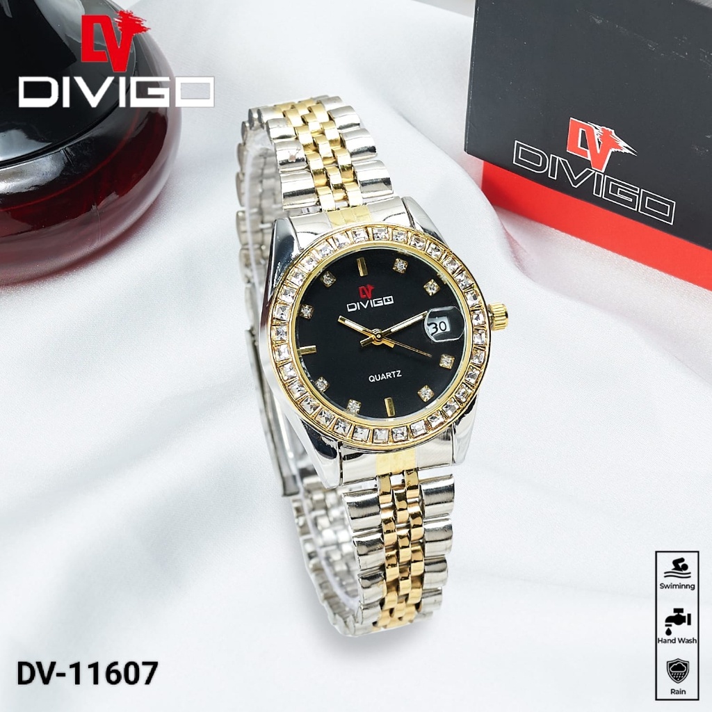 ORI Jam tangan Wanita Divigo Dv-11607 Rantai Permata Strab Staintless Steel Tahan Air