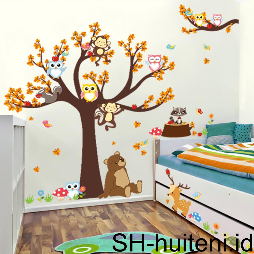 Huit 2pcs Stiker Dinding Pohon Poster Kepribadian Modern Kreatif Wallpaper Stiker Rumah Baby Nursery Koridor Kamar Tidur