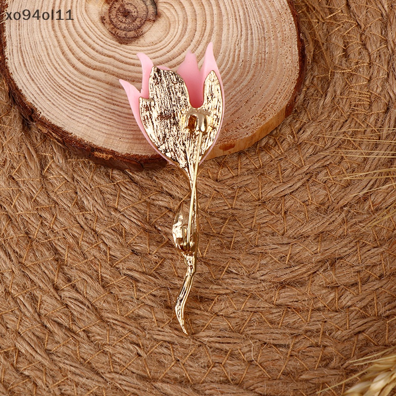 Xo Fashion Wanita Bunga Tulip Enamel Bros Pin Kerah Collar Syal Dekorasi Perhiasan OL