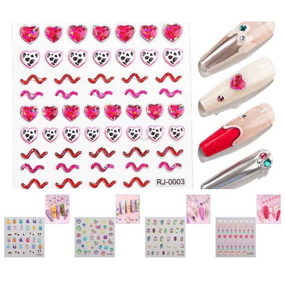 Mxbeauty Stiker Kuku Perekat Lembut Lucu Gaya Jepang Bronzing Laser Kartun Stiker Hiasan Kuku Untuk Wanita