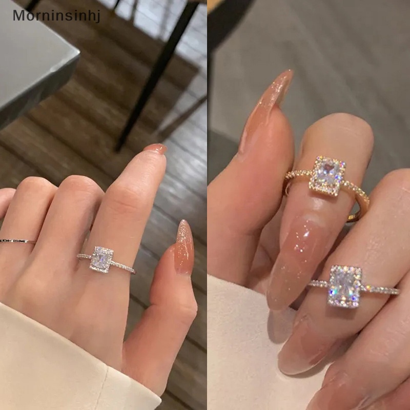 Mornin Klasik Berlian Imitasi Pernikahan Pertunangan Cincin Untuk Wanita Persegi Beruntung Cincin Kepribadian Alloy Rings Charm Jewelry id