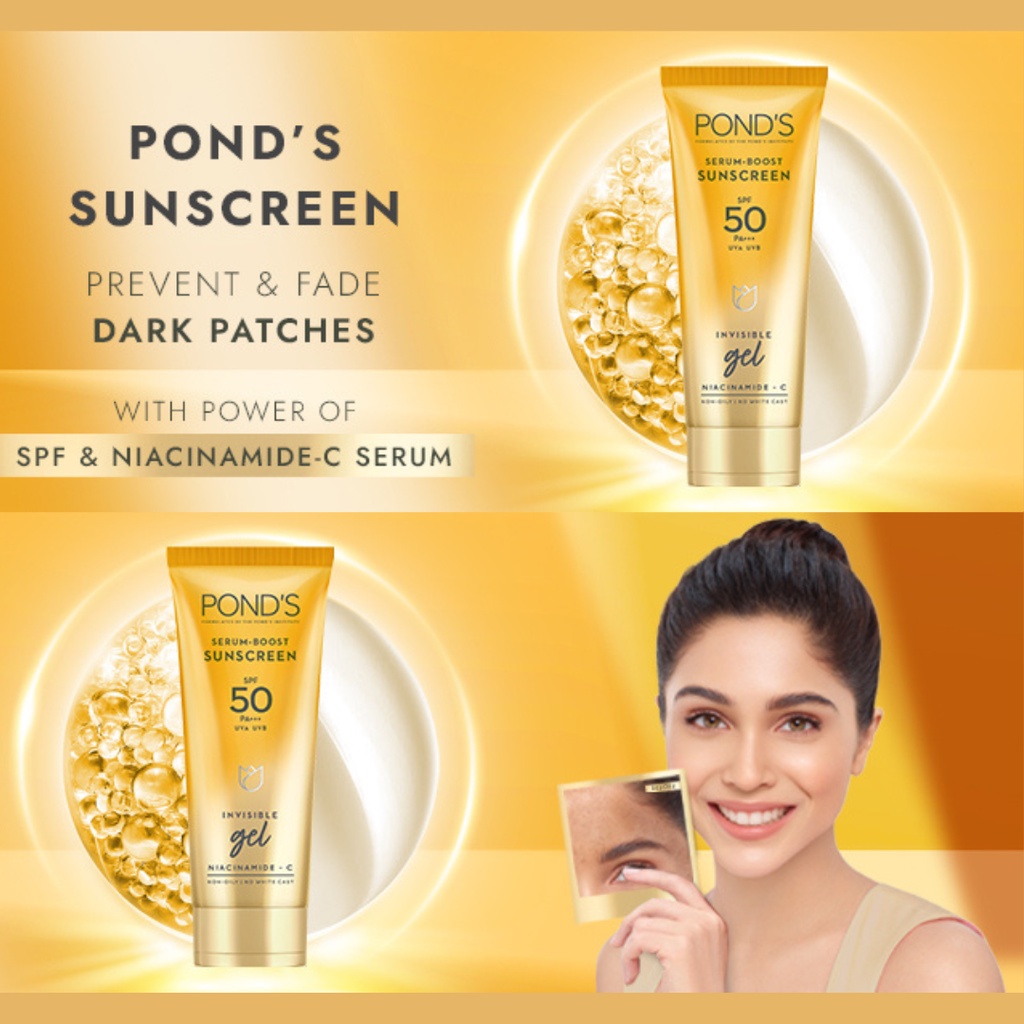 ★ BB ★ Pond's UV Protect Sun Serum SPF50+ PA++++ UVB UVB Lightweight Sunscreen with Niacinamid-C 30g