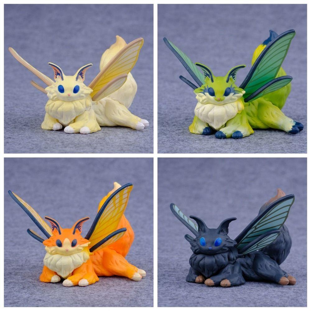 Lanfy Butterfly Figure Mainan Model Permainan Koleksi Butterfly Catsilkworm Ngengat Kucing Lucu Action Figure Mainan Kartun Catsilkworm Moth Ornamen Untuk Dekorasi Rumah