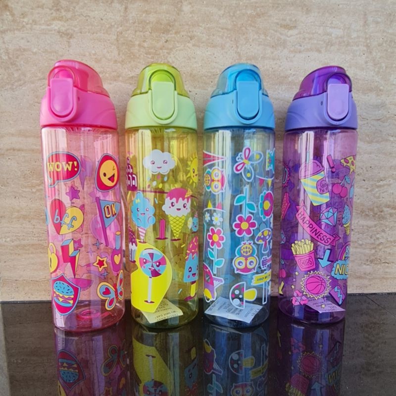 Botol Minum Smiggle Colorful Warna 600ml Motif Lucu Unik Bpa Free / Botol Minum Anak Smiggle Tali