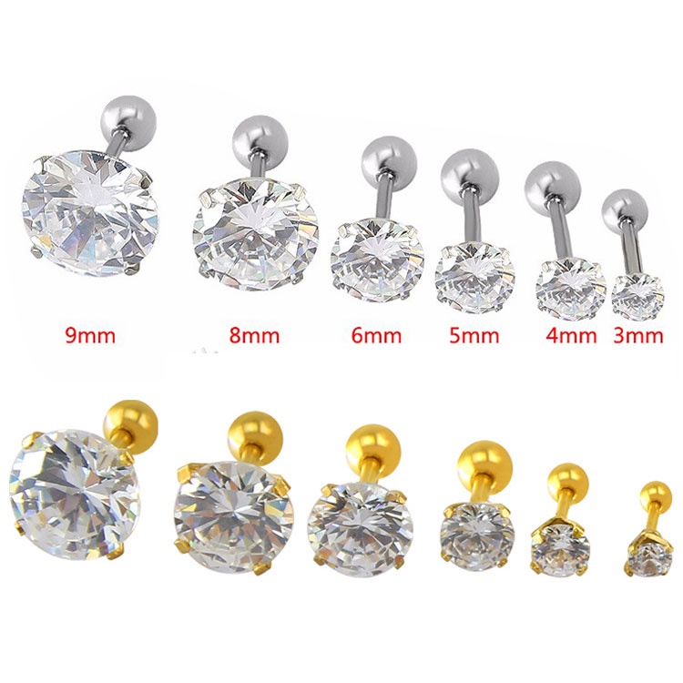 Ay(cn) 4cabang Tragus Tulang Rawan Stainless Steel Ear Stud Fashion Kristal Zirkon Anting Perhiasan Aksesoris