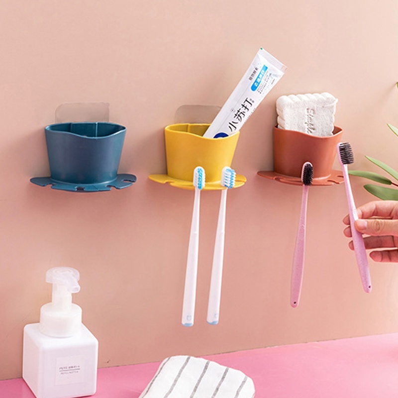 Rak Penyimpanan Alat Cukur Jenggot Odol Sikat Gigi Kamar Mandi/Multi-Posisi Self-adhesive Wall Mounted Toothbrushes Hanger Hook