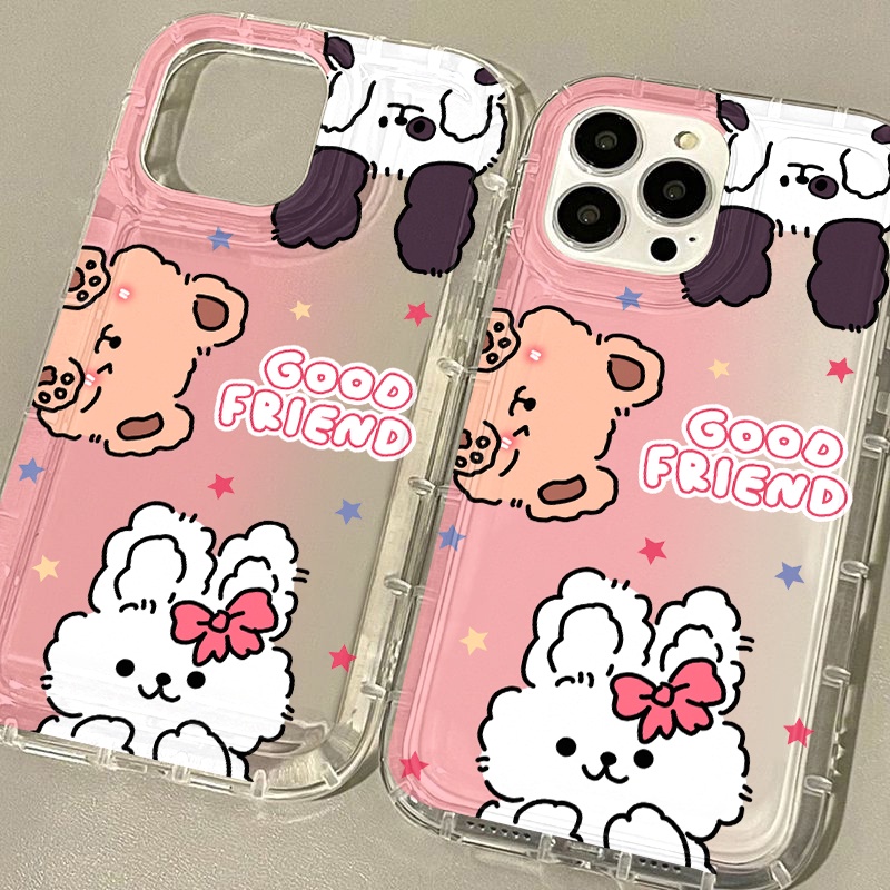 IPHONE Casing Kelinci Anjing Lucu Kompatibel Untuk Iphone7Plus8Plus6Plus11 14 13 12 Pro MAX XR X XS MAX SE Airbag Shockproof Cover