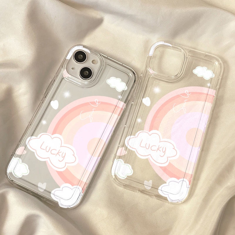 IPHONE Lucky Pink Cute Case Kompatibel Untuk Iphone7Plus8Plus6Plus11 14 13 12 Pro MAX XR X XS MAX SE Airbag Shockproof Cover