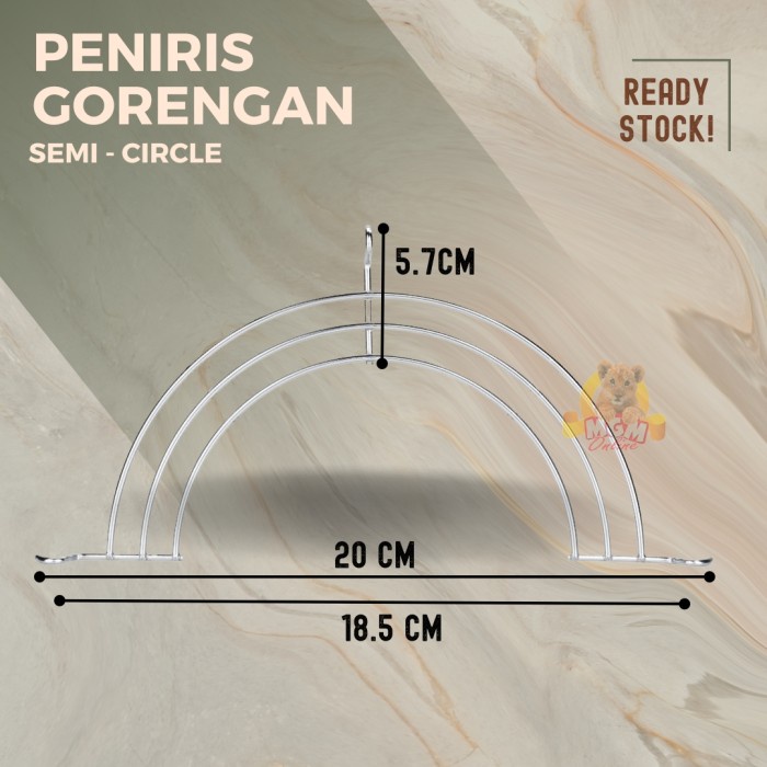 peniris panci 18cm saringan gorengan HALF CIRCLE stainless TEBAL