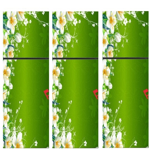 WALLPAPER STIKER KULKAS 2 PINTU FULL BODY BUNGA TERLARIS