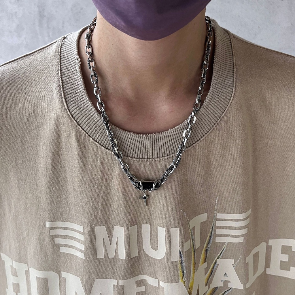 Zirkon Hitam Multilayer Dibungkus Starlite Liontin Kalung Accessorizes Hip Hop Chic Rantai Tulang Selangka