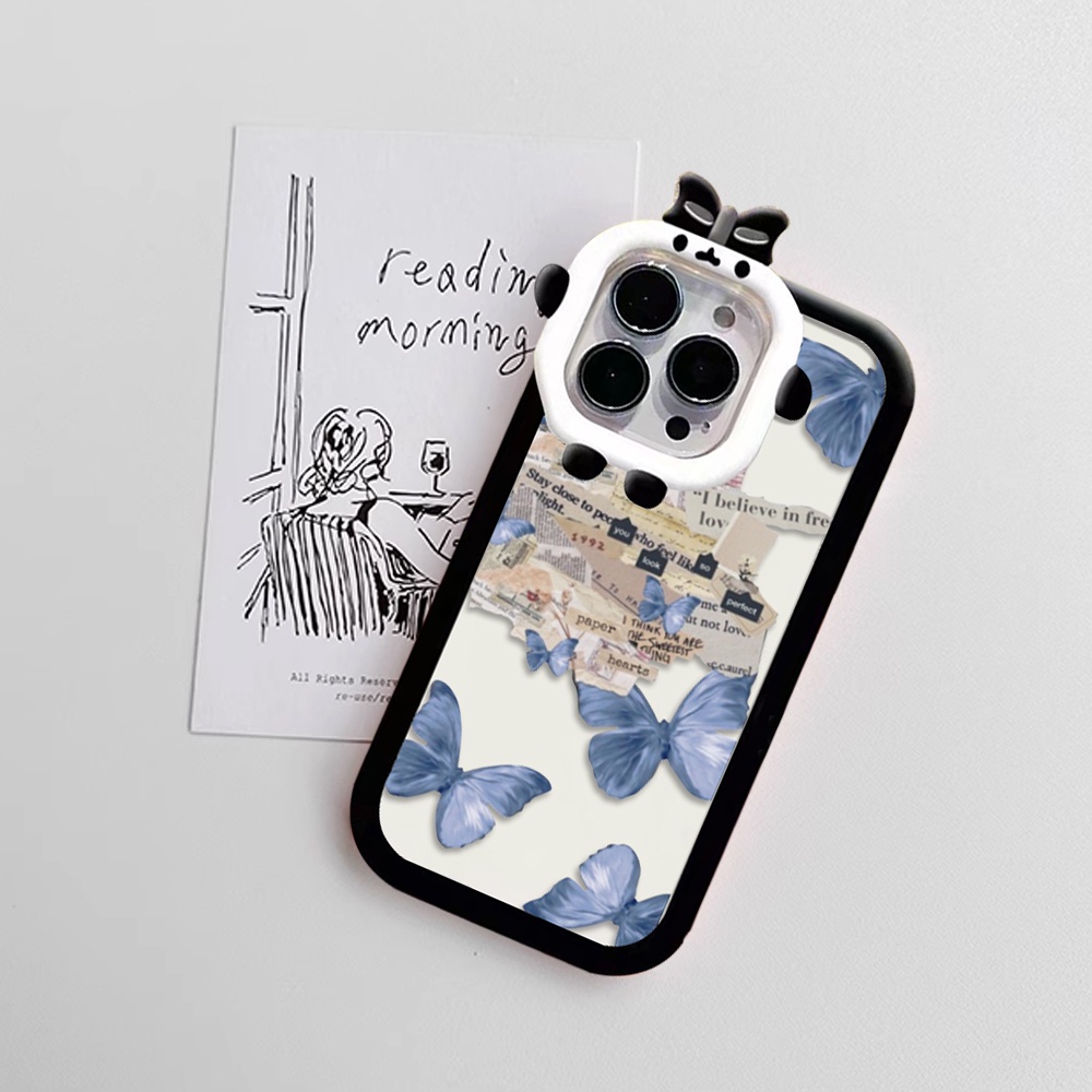 Casing Realme C55 C30 C31 C33 C35 C21Y C25Y Realme10 C11 C25 C17 C15 C12 C2 C3 7i 5 5i 6i 9i Narzo 50A Shockproof Lensa Monster Kupu Hitam Kupu Hidup Soft Case RIXUAN