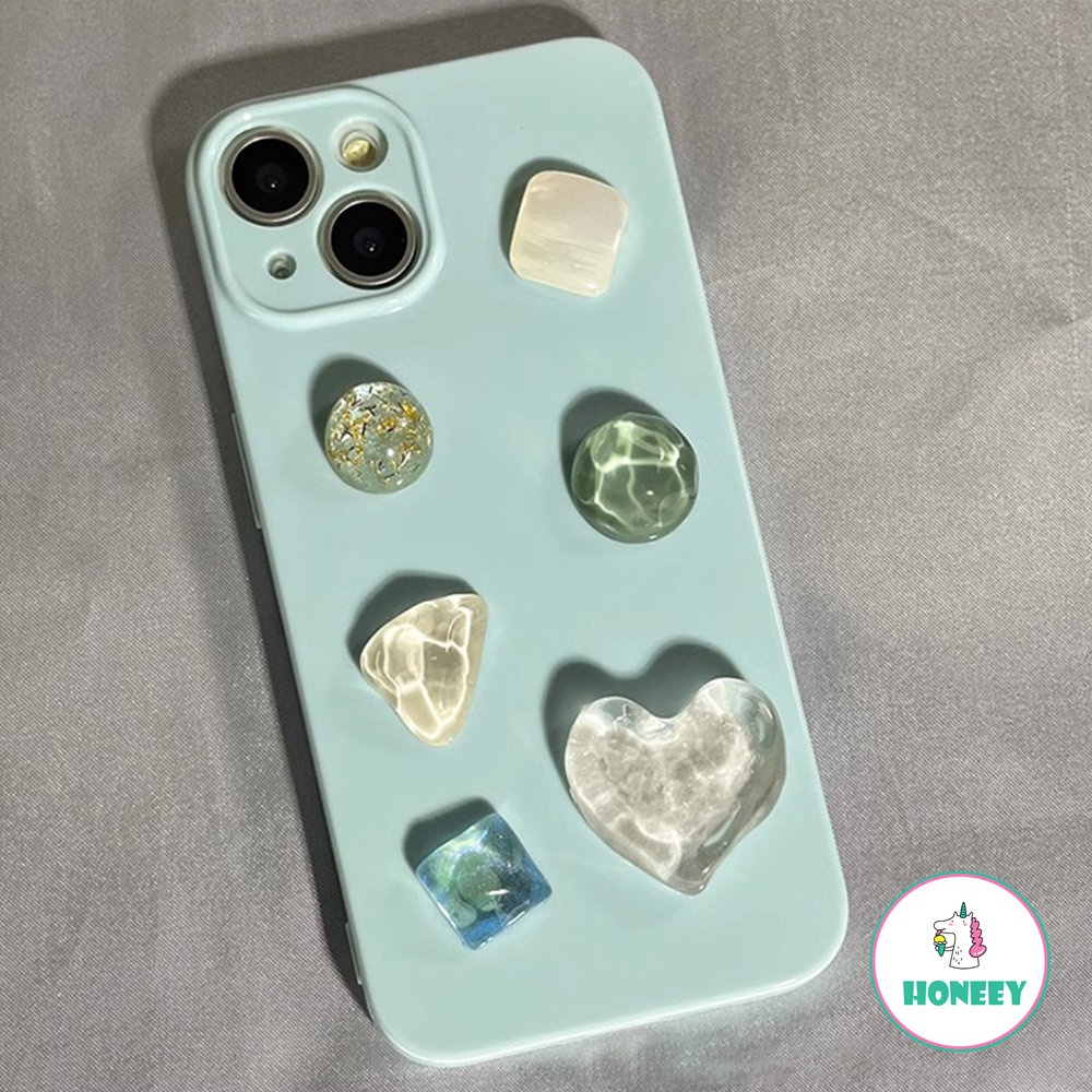 IPHONE Retro Gadis Gemstones Art Gentle Green Casing Ponsel Mewah Untuk Iphone14 13 12 11 Pro Max 14Plus Case Lucu Manis Glossy Soft Cover