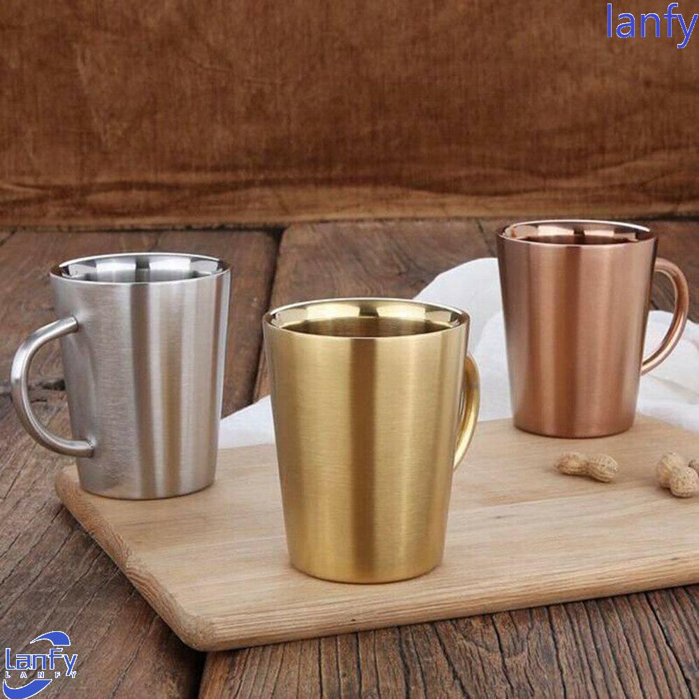 Lanfy Mug Grip Handle Stainless Steel Desktop Dengan Handgrip Perlengkapan Minum Bar Makan Rumah