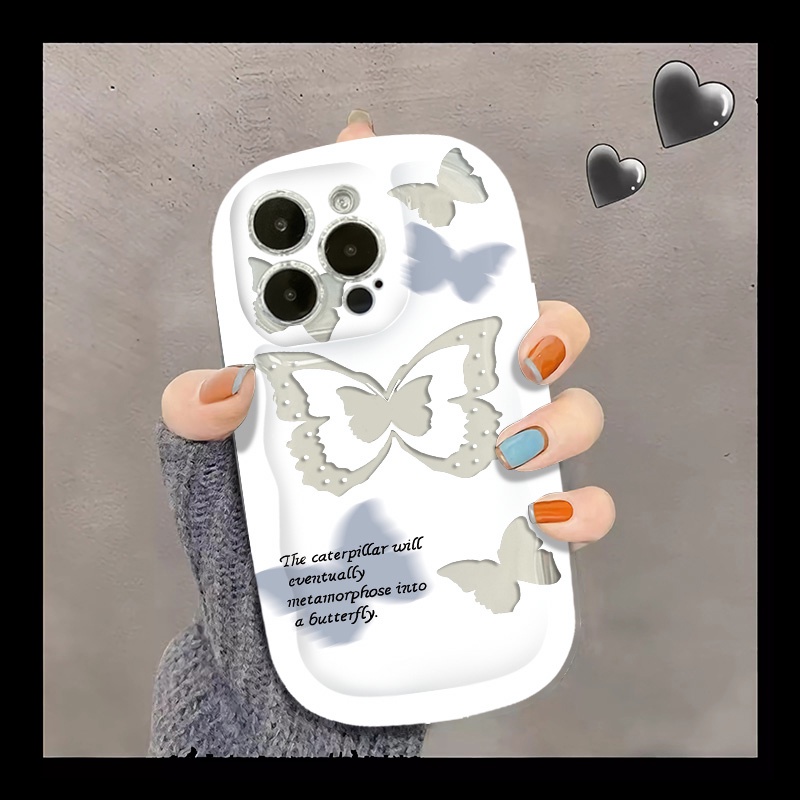 IPHONE Butterfly Soft Case Kompatibel Untuk Iphone14 13 12 11 Pro Max XS X Xr8 +7 Plus Silikon Transparan TPU Shockproof Casing Phone Cover Cell Precticer