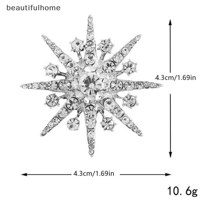 {Cantikrumah} Pernikahan Perak Snowflake Diamante Bros Berlian Imitasi Kristal Bros Pin Xmas Hadiah  .