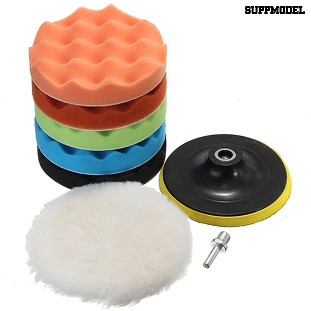 [SM]7 Pcs 3/5/6 /7 Inch Polishing Waxing Buffing Pad Spons Kit Set Untuk Polisher Mobil