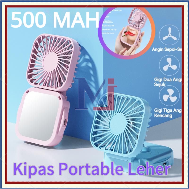 【COD】Kipas Portable Leher Gantung/Kipas Angin Portable Mini Lipat/Kipas Mini Powerbank 500MAH Portable Pocket Kipas