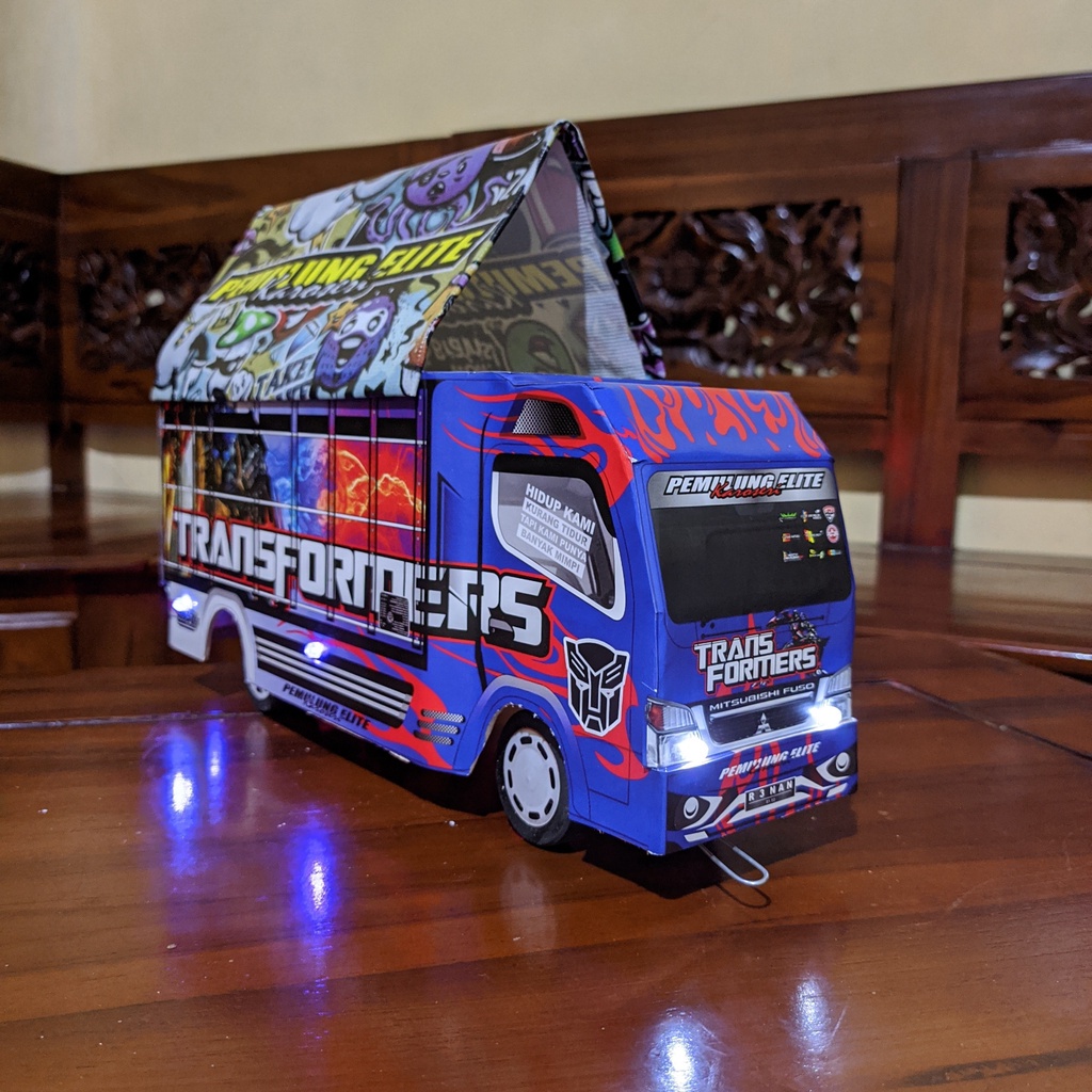 MINIATUR TRUK OLENG FULL VARIASI LAMPU TERPAL MURAH TRUK OLENG LAMPU TERPAL BISA BELOK MAINAN ANAK T