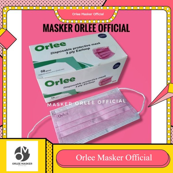 MASKER ORLEE ORIGINAL 100% 3ply EARLOOP (tali cantol) TERMURAH!! GROSIRAN KEMENKES SEHARI KIRIM PROMO 50pcs/box promo