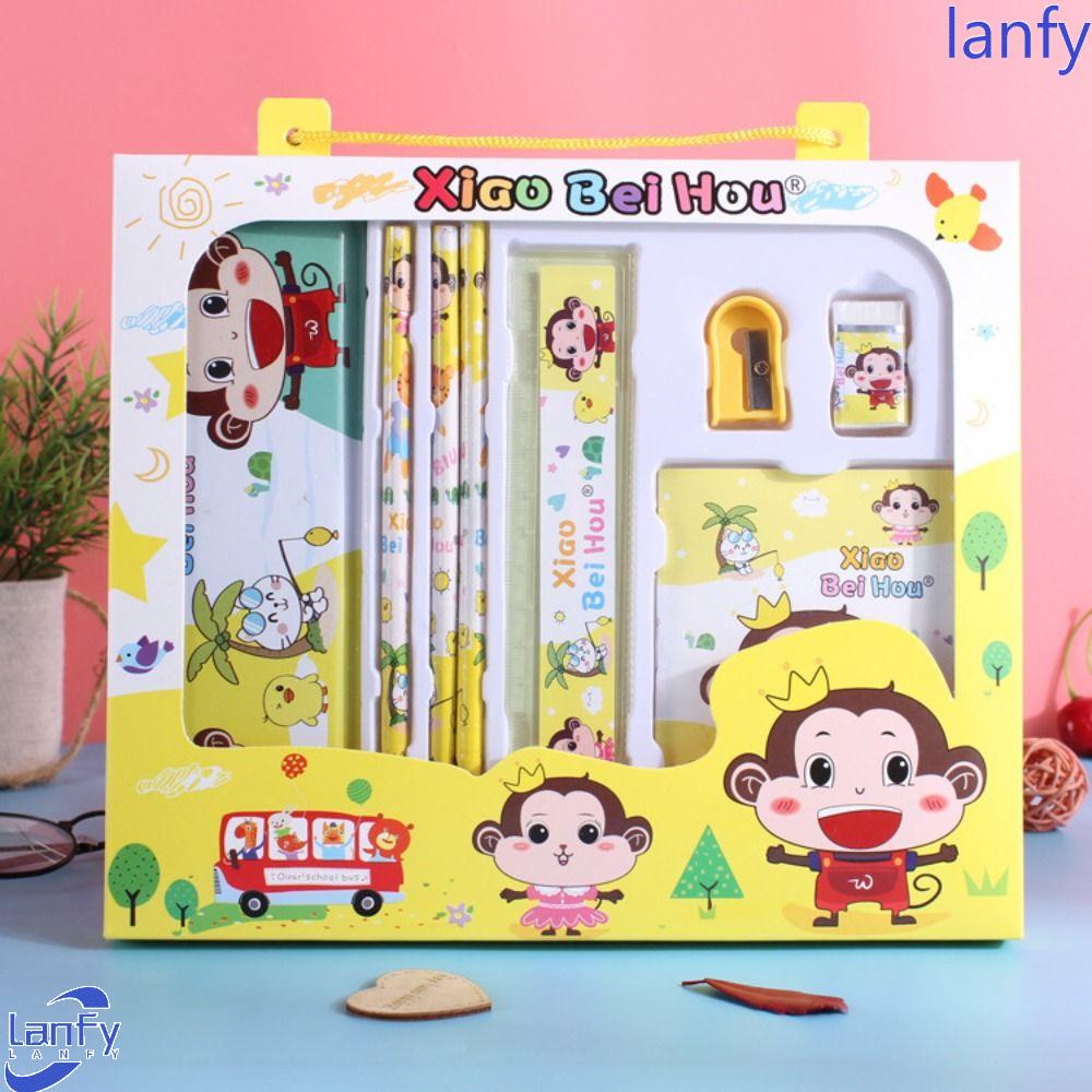 Lanfy Penggaris Penghapus Pensil Case Notebook Set Kreatif Korea Tk Sekolah Perlengkapan Hadiah Anak Sd