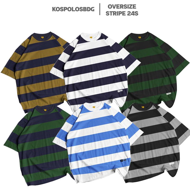 BAJU KAOS OVERSIZE SALUR Kaos strip kaos belang belang kaos pria wanita unisex