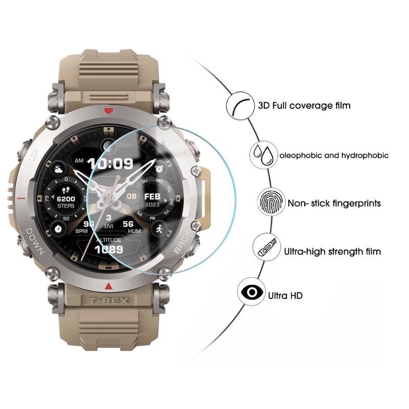 Hd Kualitas Tinggi Transparan Smart Watch Screen Protector Peningkatan Halus Anti-fingerprint Tempered Glass Screen Film Untuk Amazfit GT-Rex Ultra