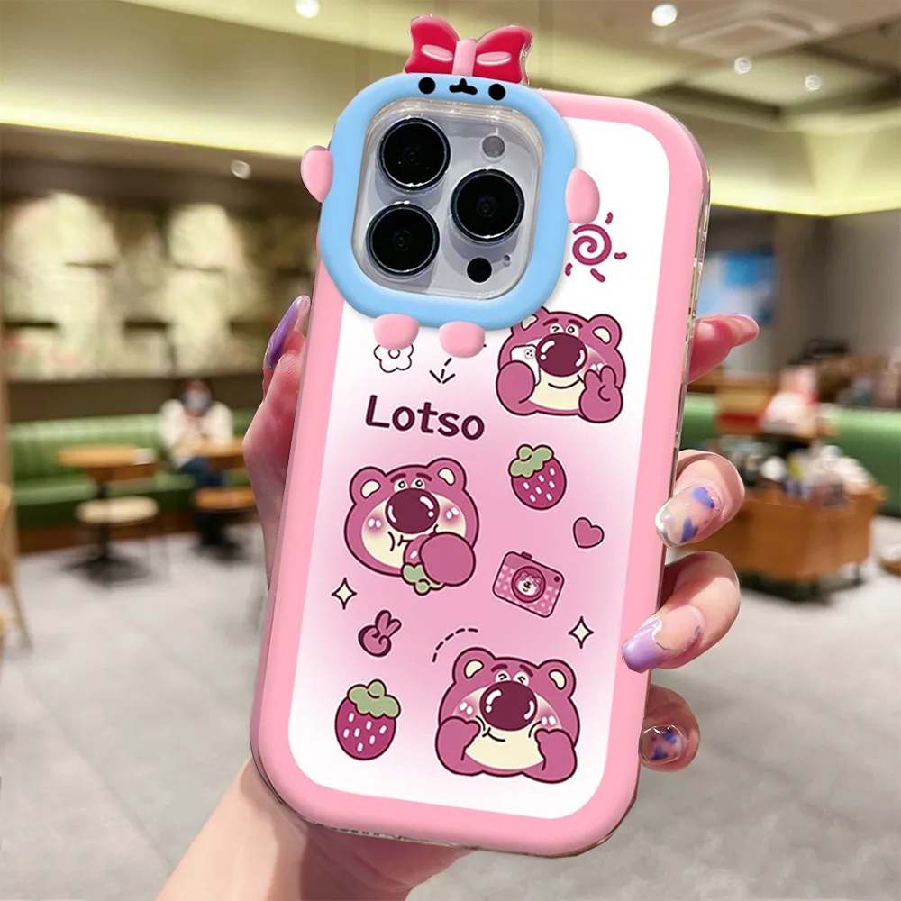 Oppo A78 A17 A17K A57 2022 A15 A16 A16K A54 A53 A12 A5S F11 A3S A31 A52 A92 A94 A93 A37 F9 A1K Reno 5a76 A96 A36 Cute Manyo Strawberry Bear Soft Silicone Case Cover HOSTR