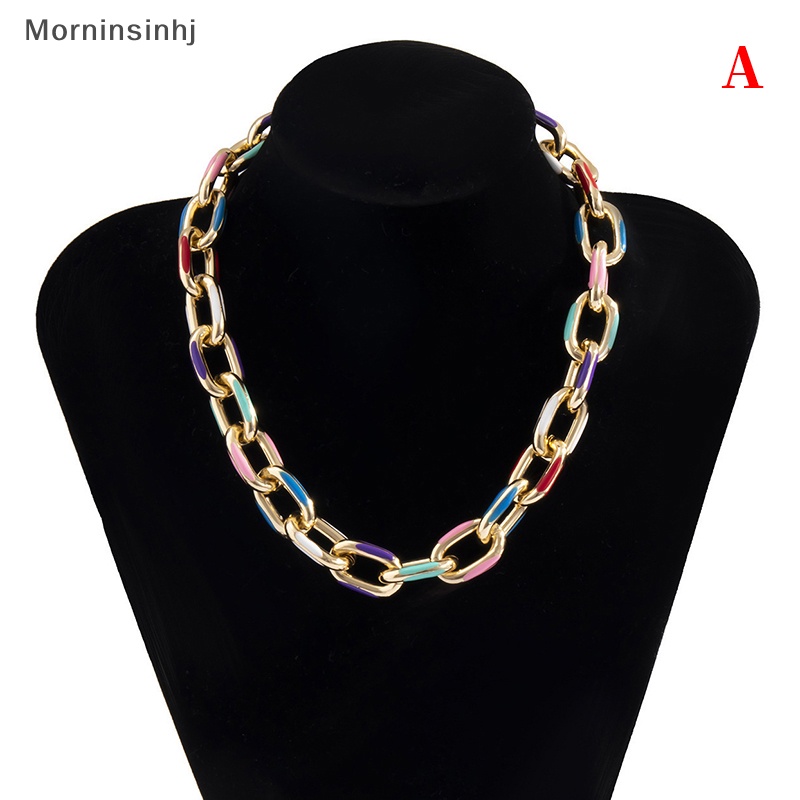 Mornin Warna-Warni Dicat Rantai Aluminium Choker Kalung Wanita Kuba Link Chain Necklace id