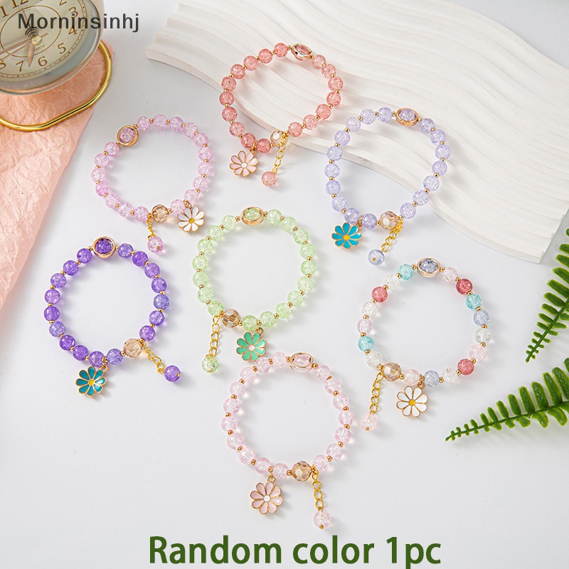 Mornin Fashion Manik-Manik Kristal Warna-Warni Bunga Daisy Gelang Wanita Perhiasan Accessries id