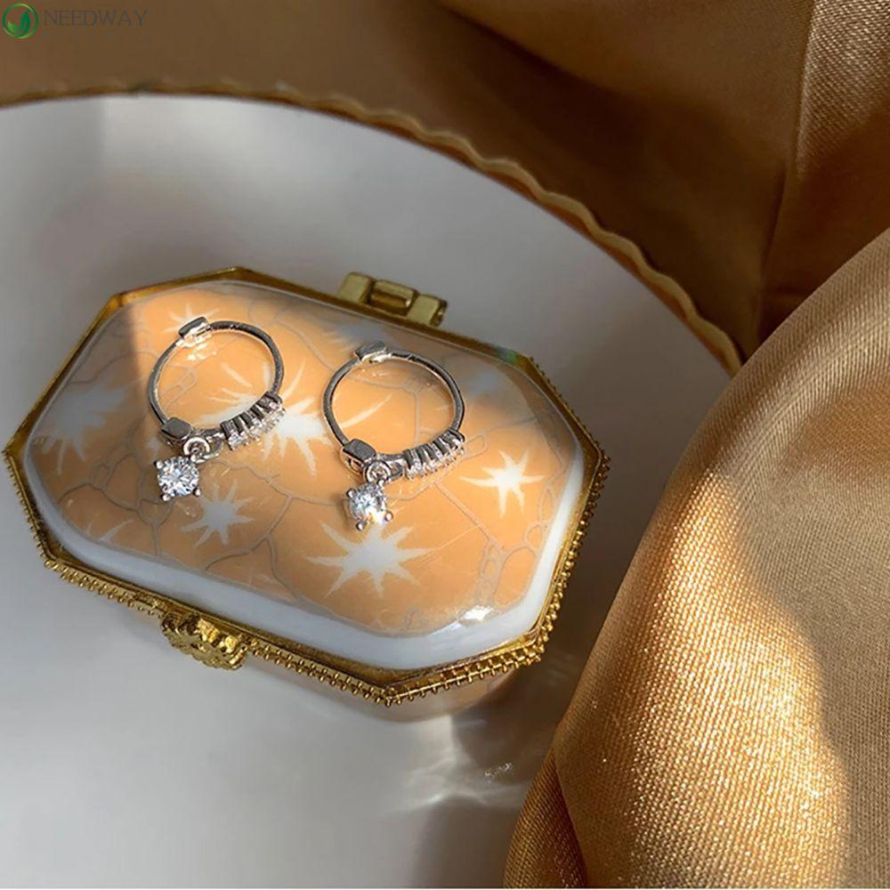 Needway Zirkon Anting Hoop Kepribadian Kreatif Lucu Pesta Wanita Korea Fashion Perhiasan