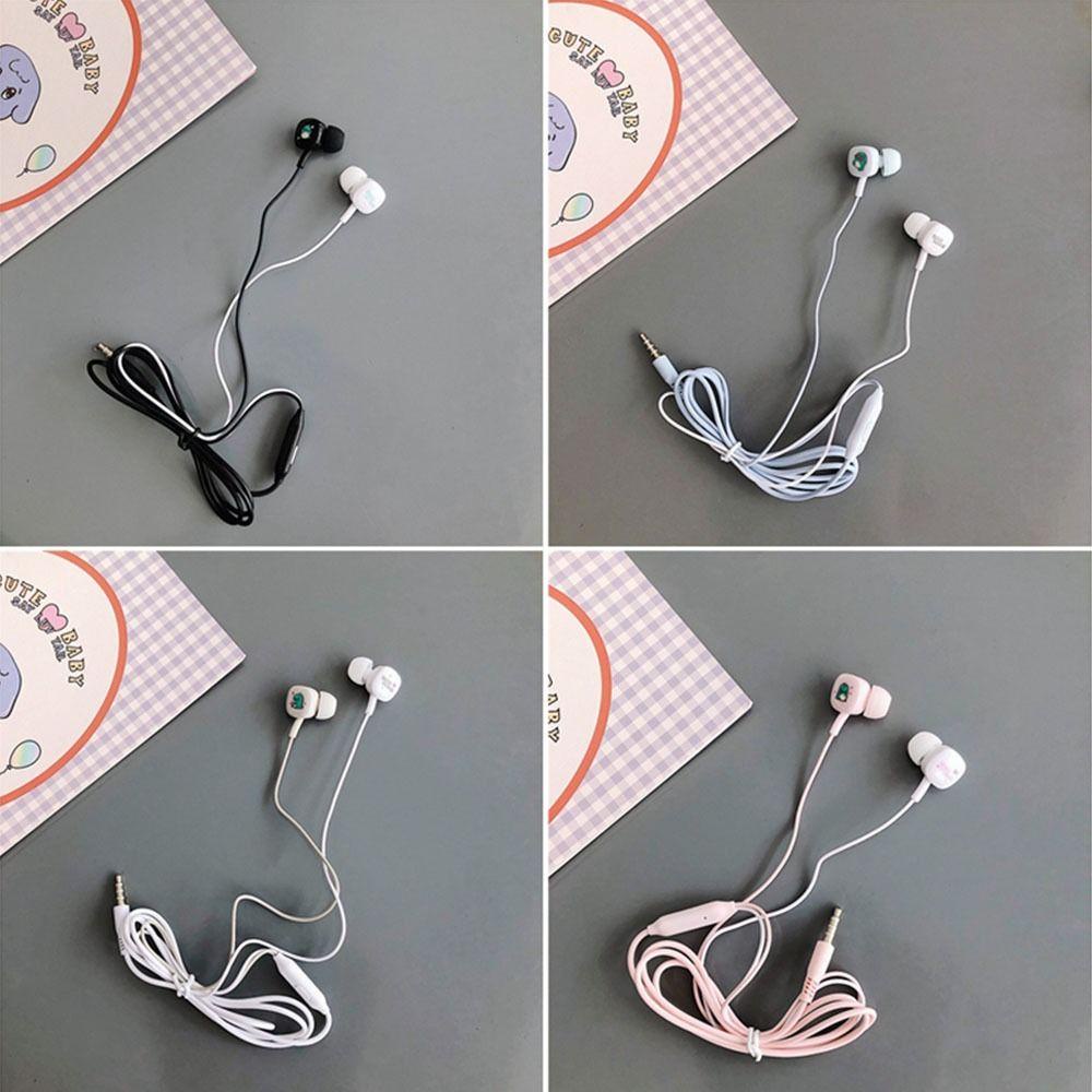 Chookyy Headphone Kabel, Earphone Kabel Plug 3.5mm, Dinosaurus Putih Indah /Pink /Hitam/Biru Dengan Kotak Penyimpanan Penyumbat Telinga Untuk Musik