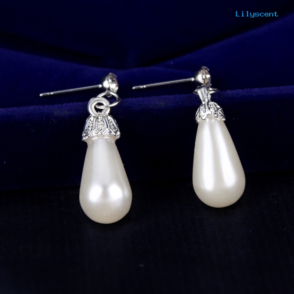 [LS] Liontin Teardrop Mutiara Imitasi Gaya Royalal Princess Elegan Kalung Anting