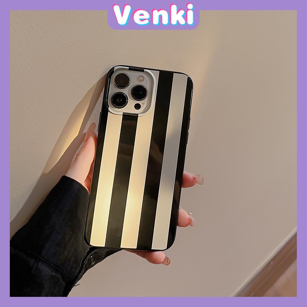 VENKI - Untuk iPhone 11 iPhone Case Hitam Glossy TPU Lembut Tahan Guncangan Perlindungan Kamera Garis Hitam dan Putih Sederhana Kompatibel dengan iPhone 14 13 Pro max 12 Pro Max xr xs max 7 8