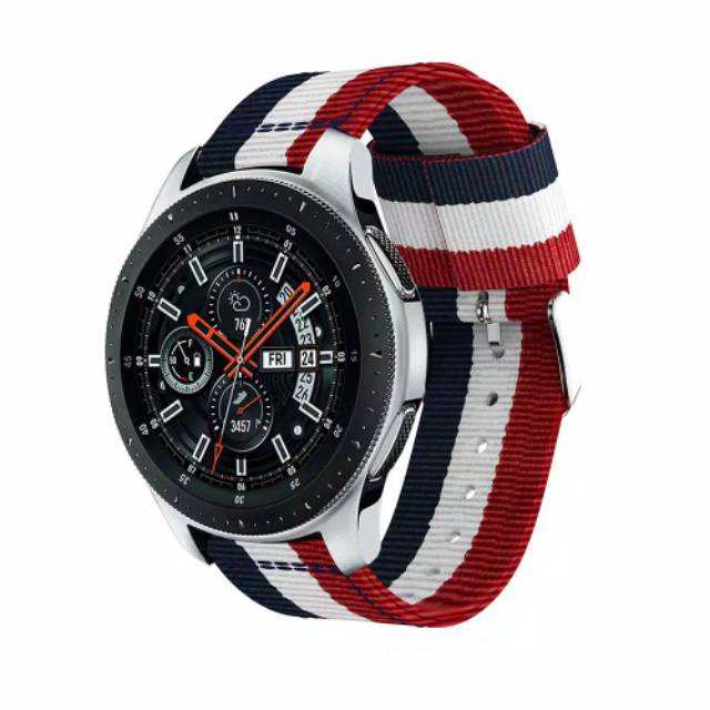 Baru Original Woven Nylon STRIPE Tali jam 22mm Strap Samsung Galaxy watch 46mm Gear S3 Frontier Amaz