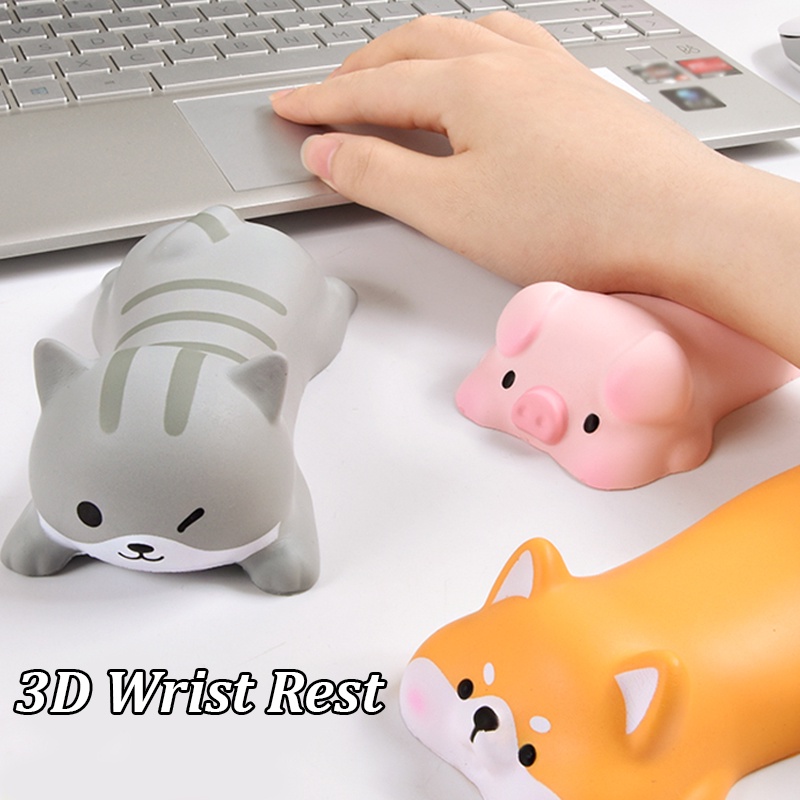 Babi Lucu 3D Wrist Rest Pad Memory Foam Kartun Mouse Pad Untuk Keyboard Kerja Kantor PC Gaming Pelindung Pergelangan Tangan Mainan Kreatif