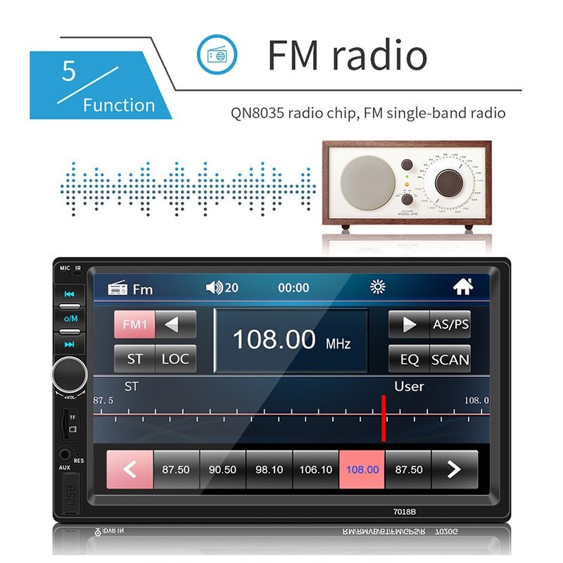 Double Din Head Unit 2DIN Tape Audio Mobil Tape Media Player MP5 Bluetooth Touch Screen - 7010B