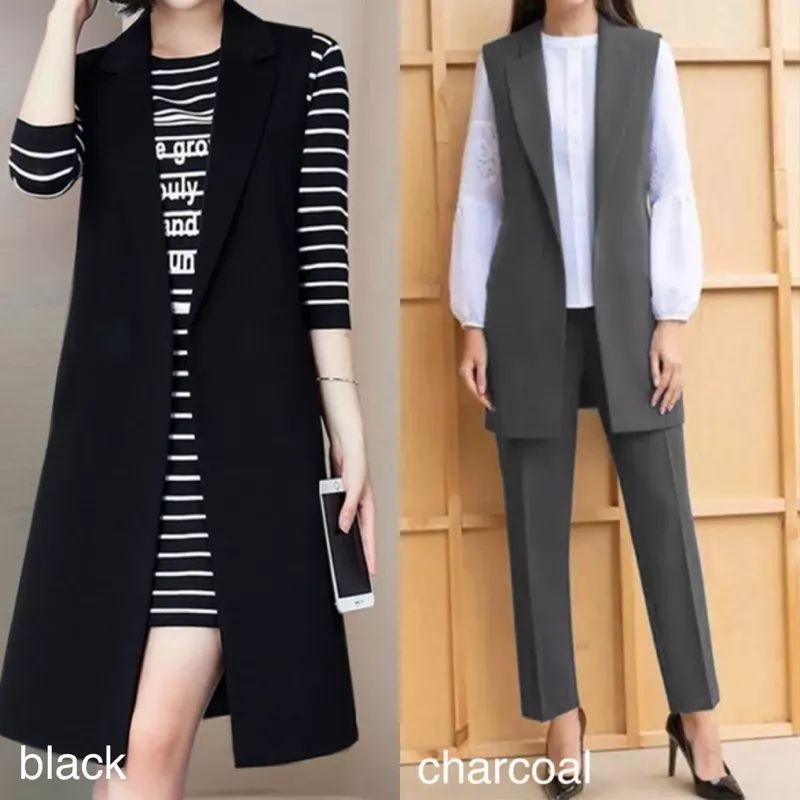 (S0228) Long Vest Blazer