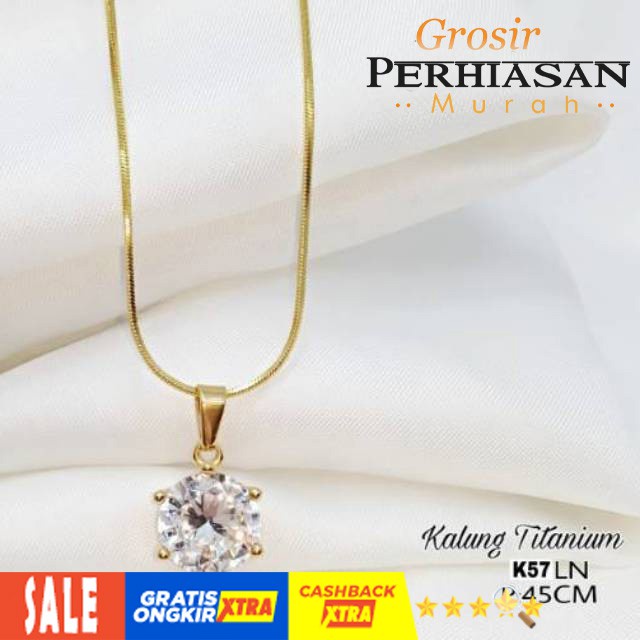 Kalung Permata Titanium Belut Mata Satu KL45