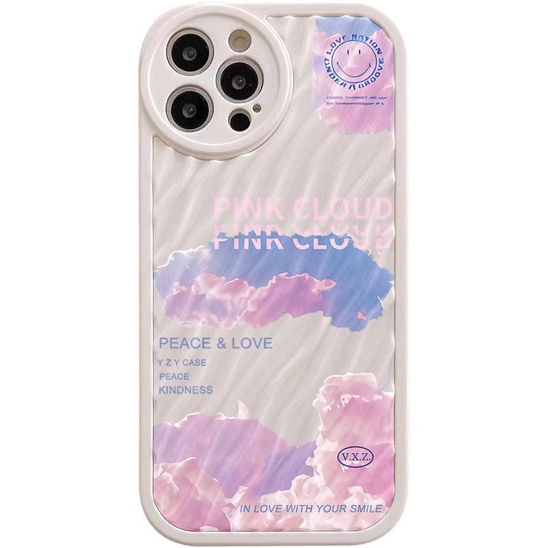 IPHONE Casing Ponsel Riak Air Awan Pink Kompatibel Untuk Iphone11 13 12 14 Pro Max14 Plus XR X XS MAX 7Plus 8Plus 7 8 SE 2020 2022 Sarung Tahan Guncangan