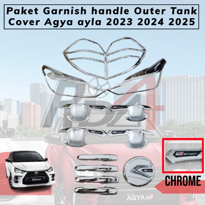 Paket Garnish Lengkap Outer Handle Tank Cover Agya Ayla GR Sport 2023