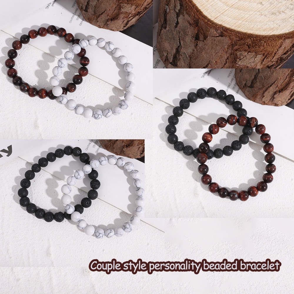 Gelang Persahabatan Batu Tiger Eye Alami Aksesoris Perhiasan Manik-Manik Gelang Peregangan Yang Dapat Disesuaikan Gelang Pribadi Wanita Pesona Pasangan Gelang Unisex Yoga Gelang Pria