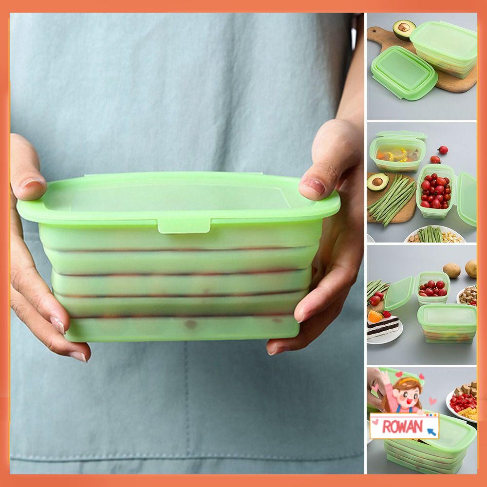 R-FLOWER 1pcs Kotak Makan Siang Piknik Outdoor Camping Wadah Penyimpanan Collapsible Silicone