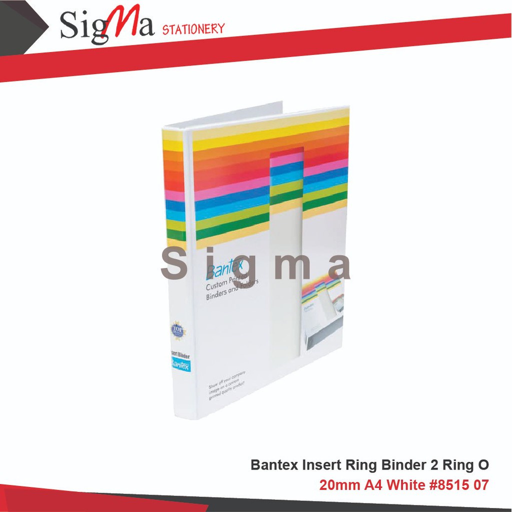 

Bantex Insert Ring Binder 2 Ring O 20mm A4 White#8515 07