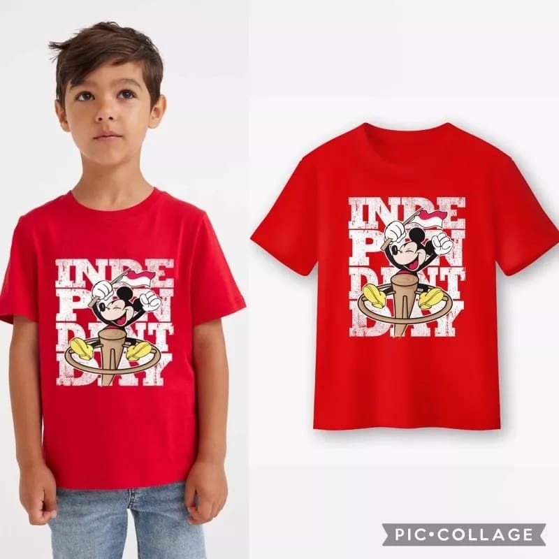 Happyoliver Kaos Anak MK MOUSE Merah Putih Kemerdekaan / Kaos Mickey Mouse Anak / HUT RI 78TH Perempuan Laki Laki