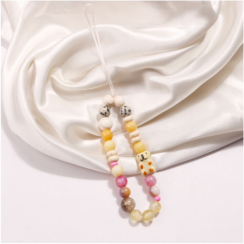 New Arrival Porcelain Puppy Dog Crack Beads Rantai Pendek Universal Bluetooth Earphone Phone Case Cover Tali Anti-Hilang Untuk iPhone Untuk Samsung Untuk OPPO Untuk VIVO Untuk Huawei Untuk Redmi