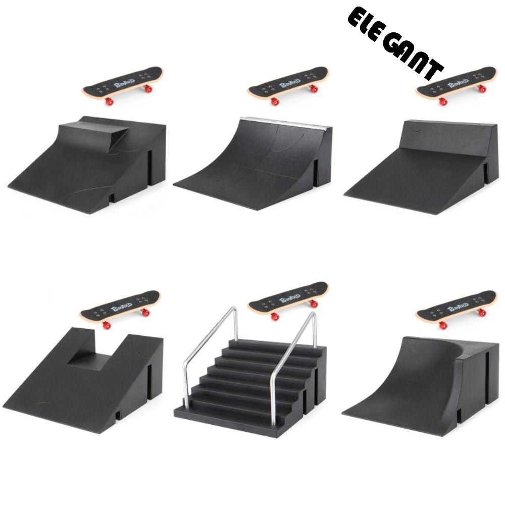 【 ELEGANT 】 Jari Skateboard Mainan Set Untuk Anak Tabletop Mainan Jari Mainan Dengan Ramp Track Jari Papan Surfing Hadiah Ulang Tahun Jari Skuter Anak Hadiah Mini Skateboard Mainan