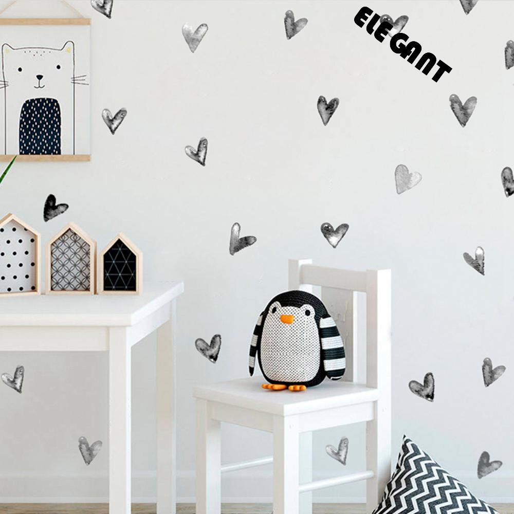 【 ELEGANT 】 Decals 24pcs /set Bentuk Hati Untuk Kamar Anak Tinta Lukis Furniture Dekorasi Pintu Dekorasi Rumah